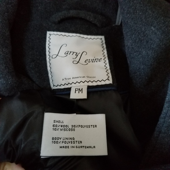 NWT Larry Levine Wool Pea Coat Sz PM Charcoal Clr - Picture 7 of 8